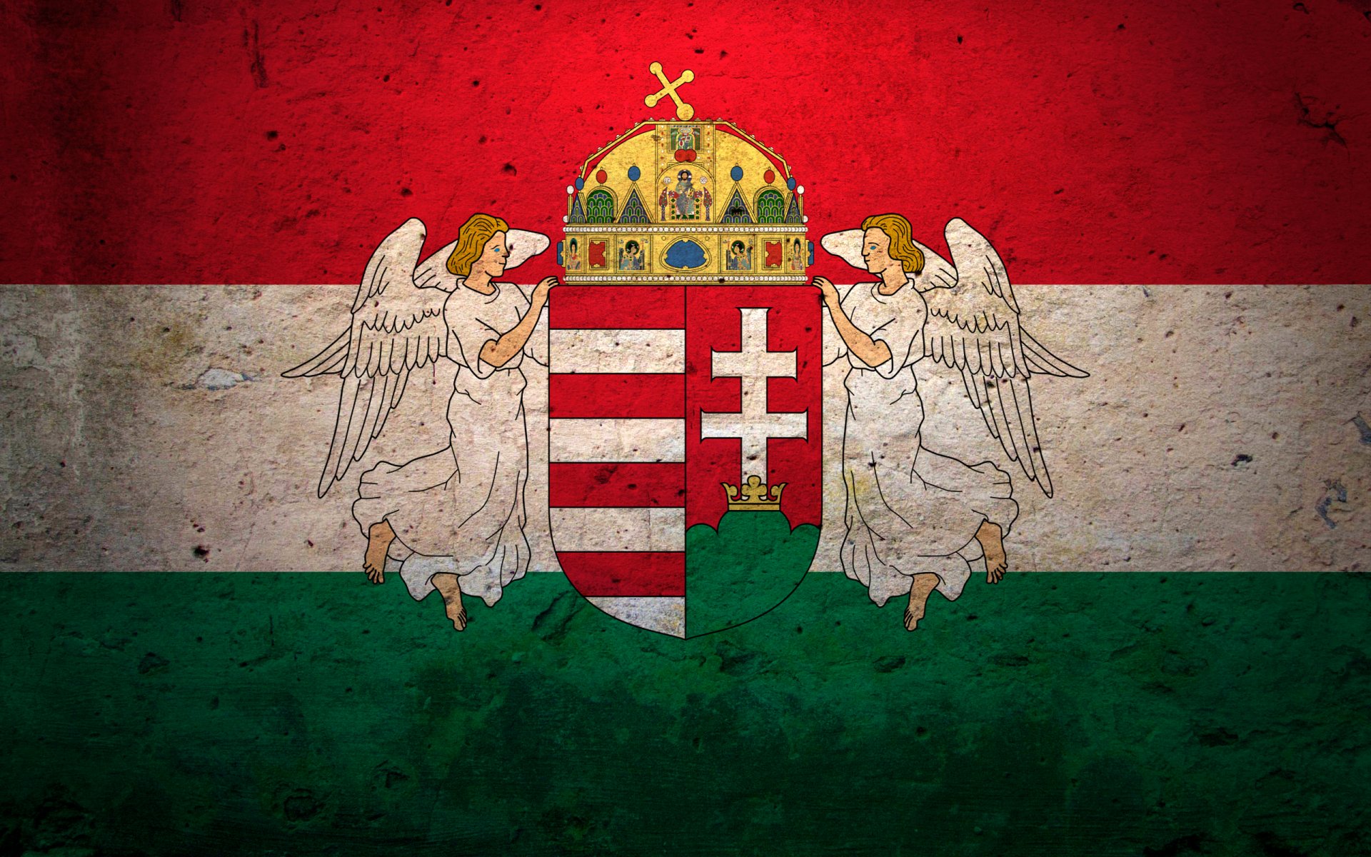 ungheria bandiera colori stemma angeli