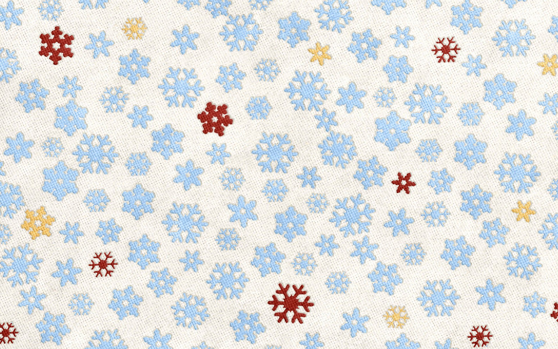 copos de nieve azul rojo amarillo fondo blanco tela
