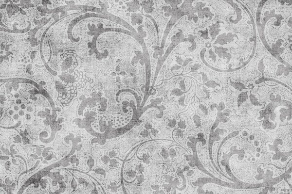 Textura Vintage en blanco y negro con patrón de plantas