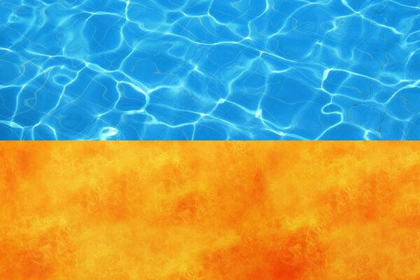 Shore and water colors of the flag of Ukraine