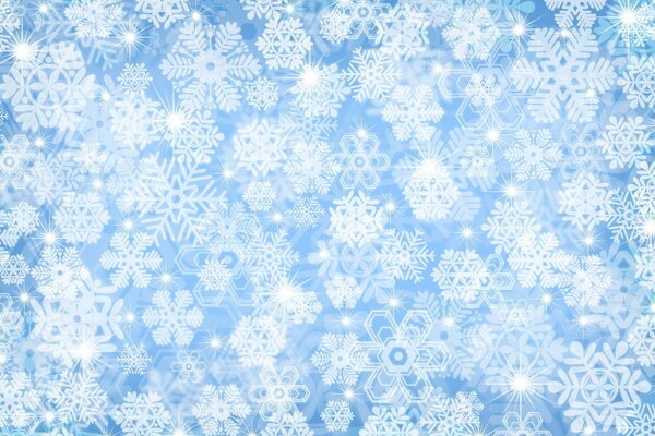 Viele weiße Schneeflocken unterschiedlicher Größe
