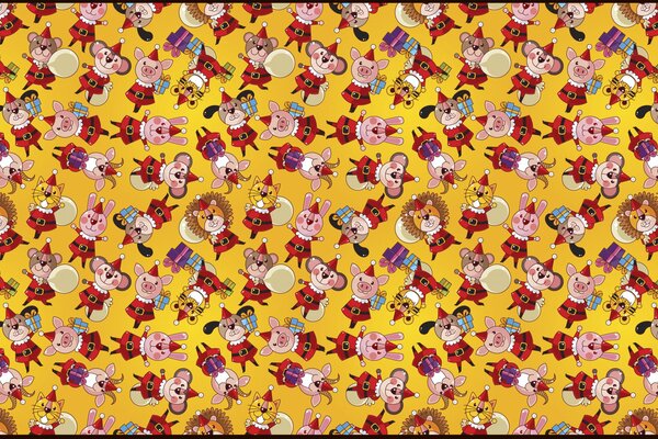 Fondo fresco con animales sobre fondo amarillo