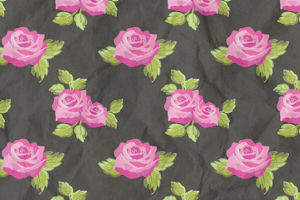 Fabric with an image of bright pink roses on it