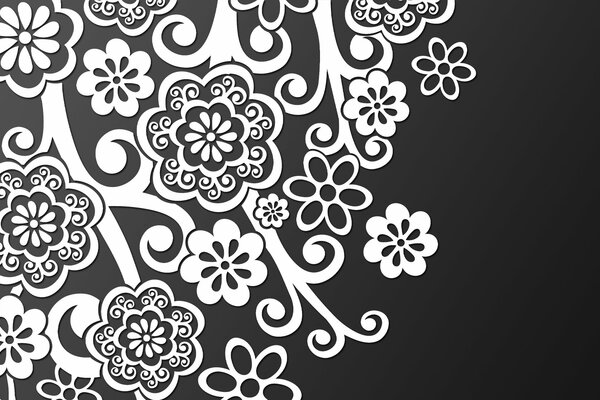 Disegni in pizzo floreale bianco e nero