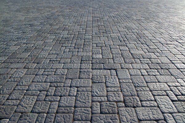 Gray stone paving stones on the pavement