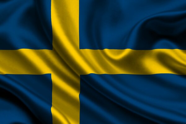 Flag of Sweden yellow cross on blue background