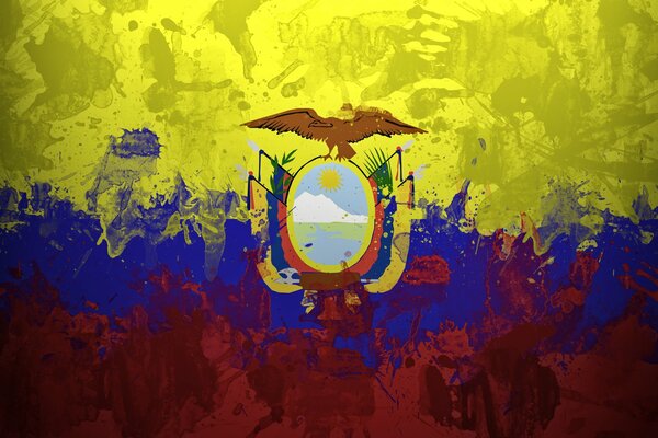 Bandiera Dell Ecuador nella tecnica dell acquerello