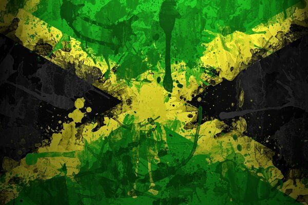 Drapeau peint de la Jamaïque