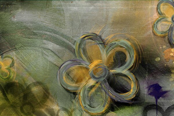 Bemalte Blumen in gelben Farben