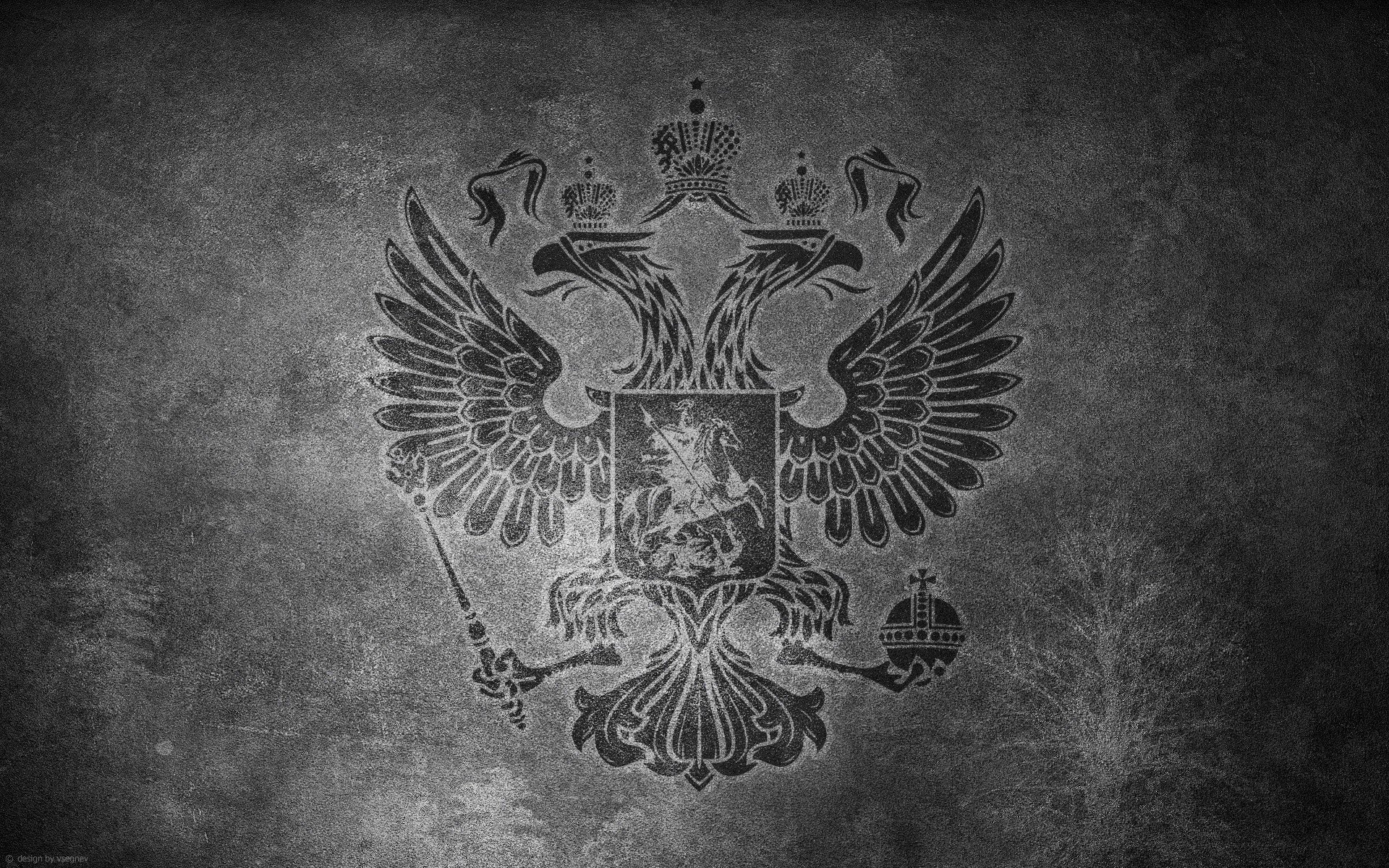 russia coat of arms wall surface b / w