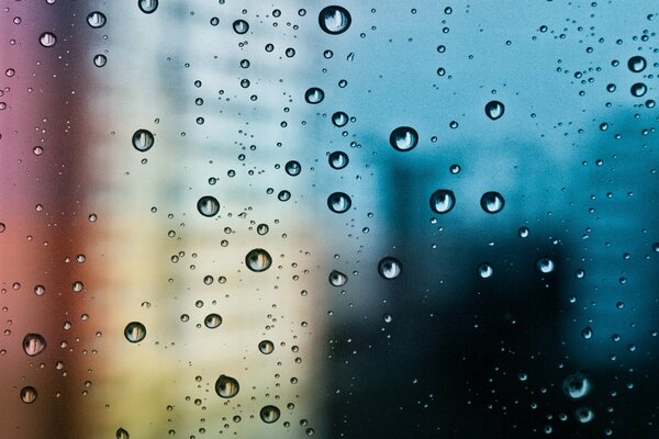 Glass surface with water droplets