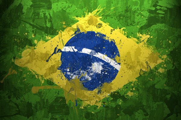 The texture of the globe in the form of a Brazilian flag