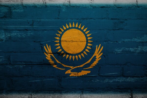 Flag of Kazakhstan. Textures on the wall