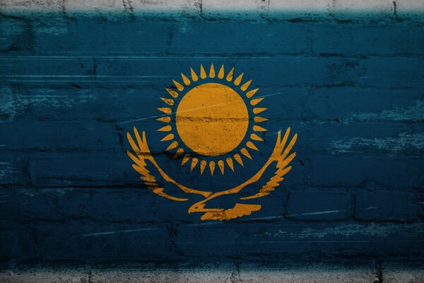 Bandiera Del Kazakistan. Texture sul muro