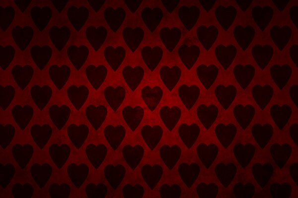 Dark hearts on red phonemes