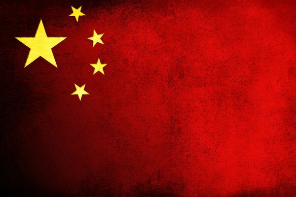 Fantazyjny obraz przypominający chińską flagę, ale z brudnym kolorem tła