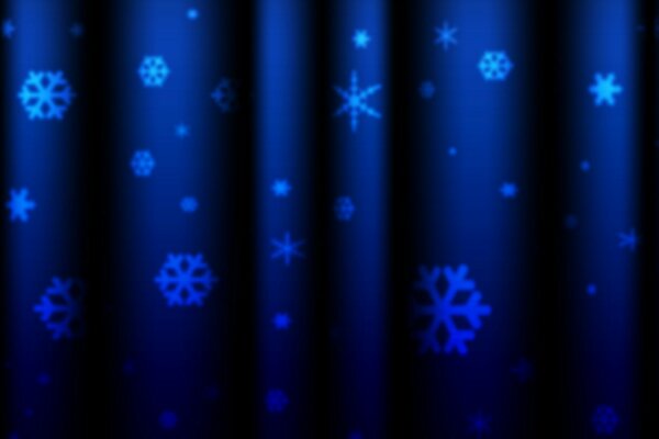 New Year s snowflakes of blue color on the curtains