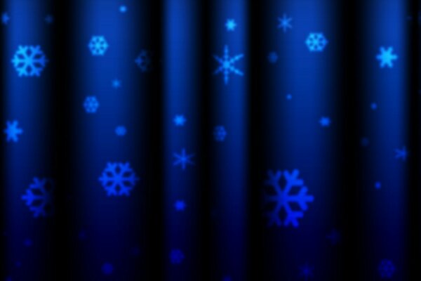 Flocons de neige de Noël bleu sur les rideaux