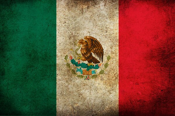 Fantastically aged flag of Mexico