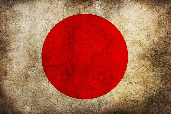 The stained painted flag of Japan