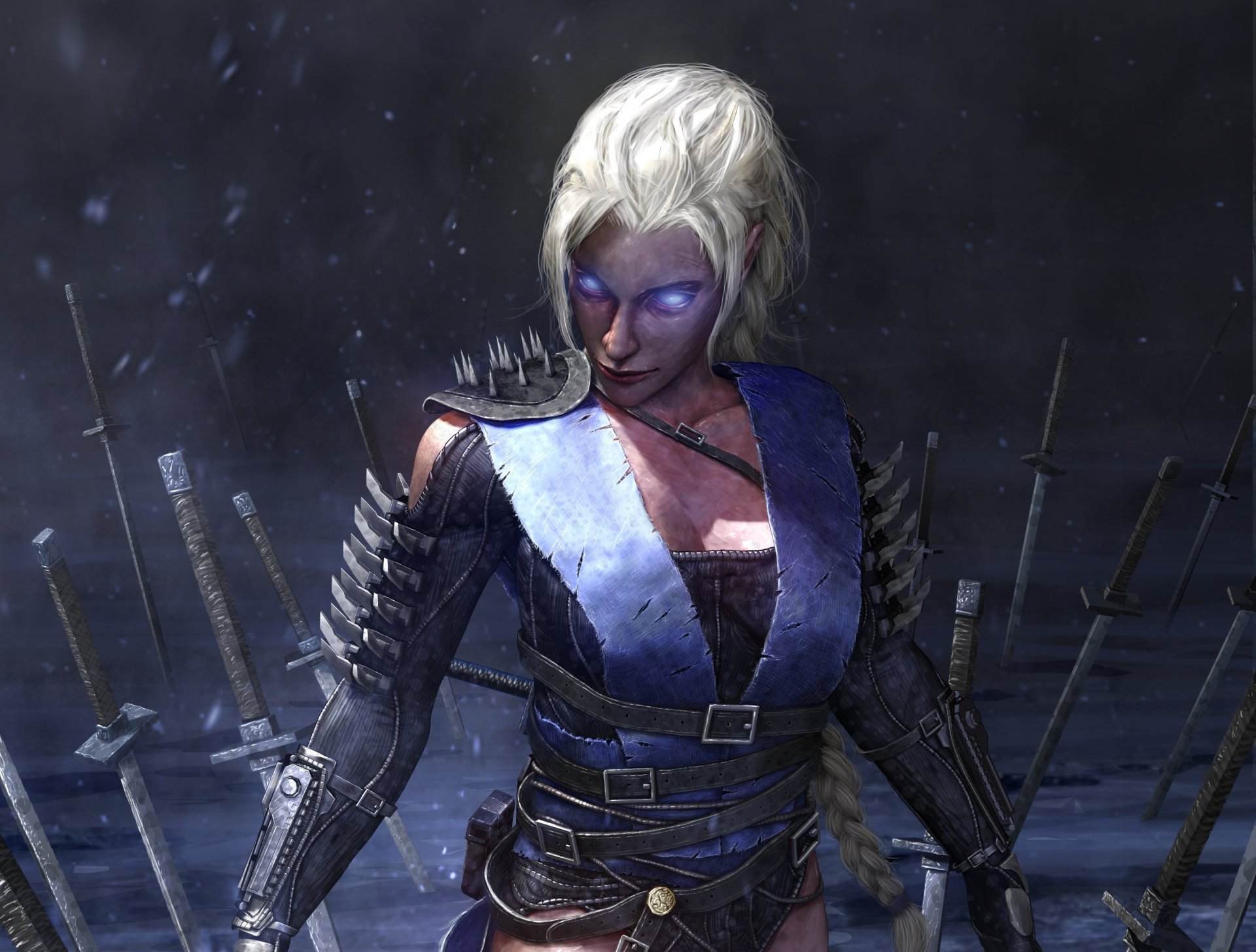 congelé kombat elsa-zéro mortal kombat congelé crossover elsa fan art sous-zéro fille épées