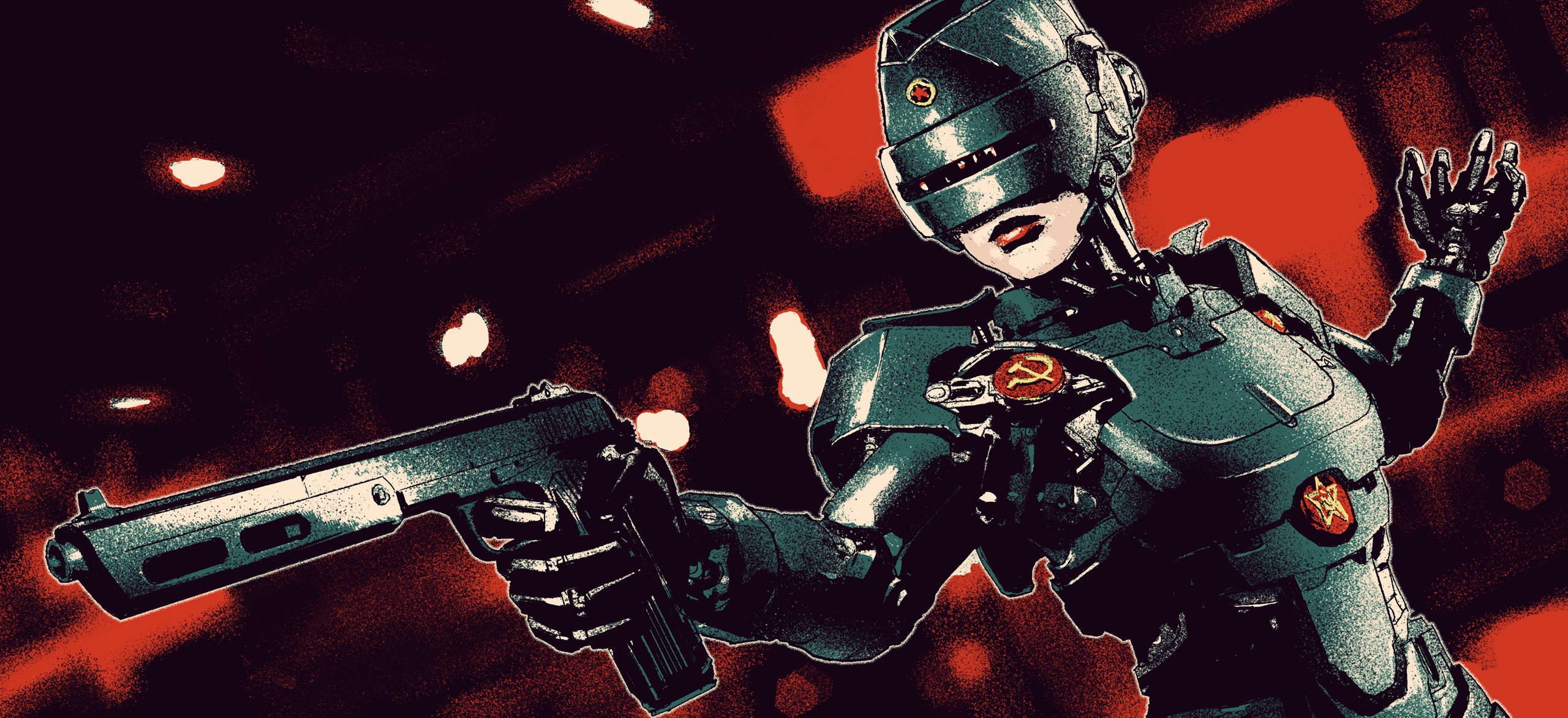 robocop robot dziewczyna pistolet zsrr fan-art związek radziecki kask