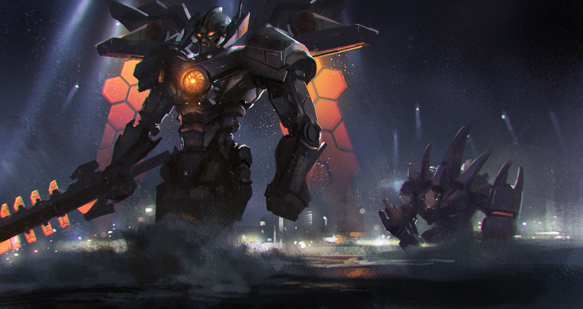art robot mer nuit épée