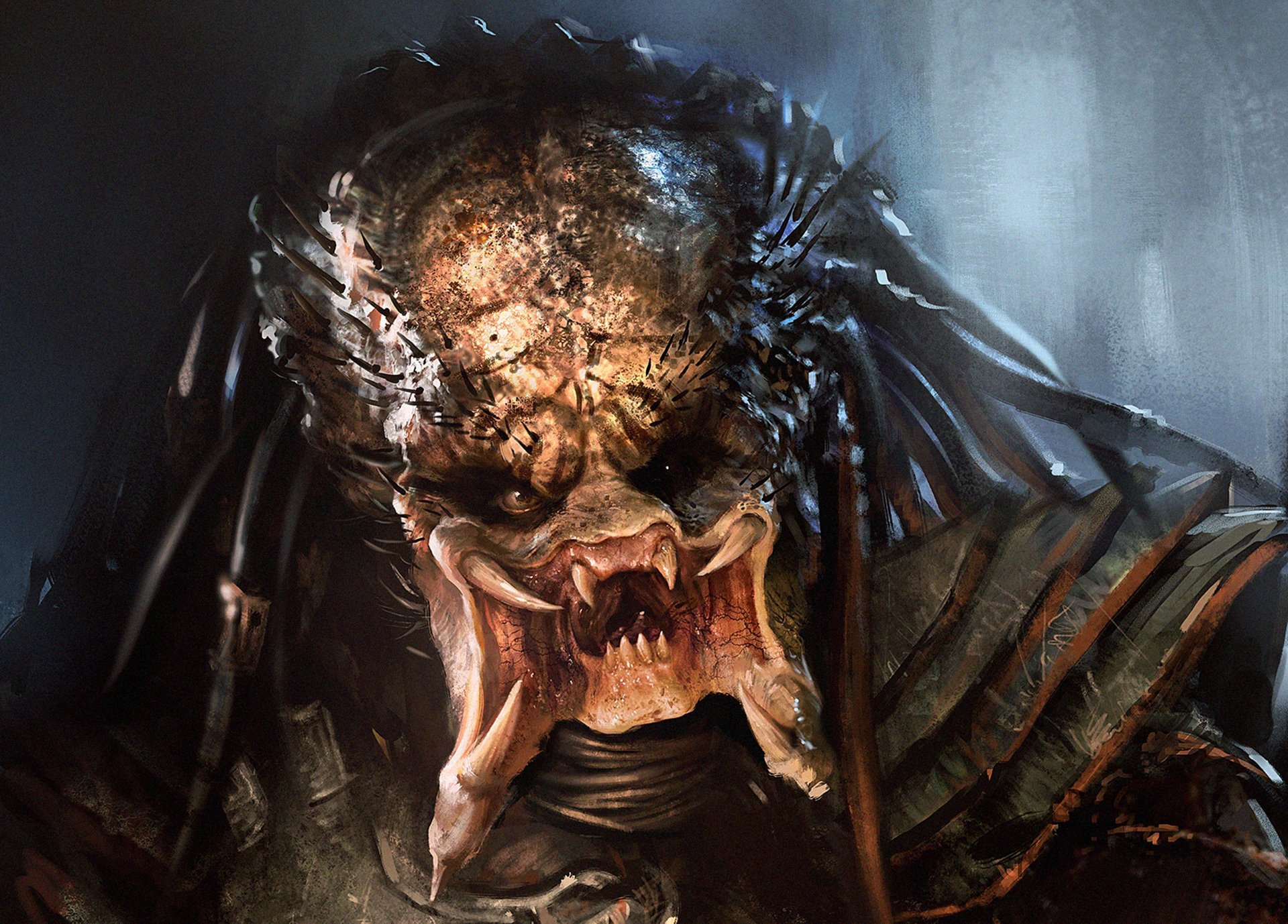 predator stranger art face fang