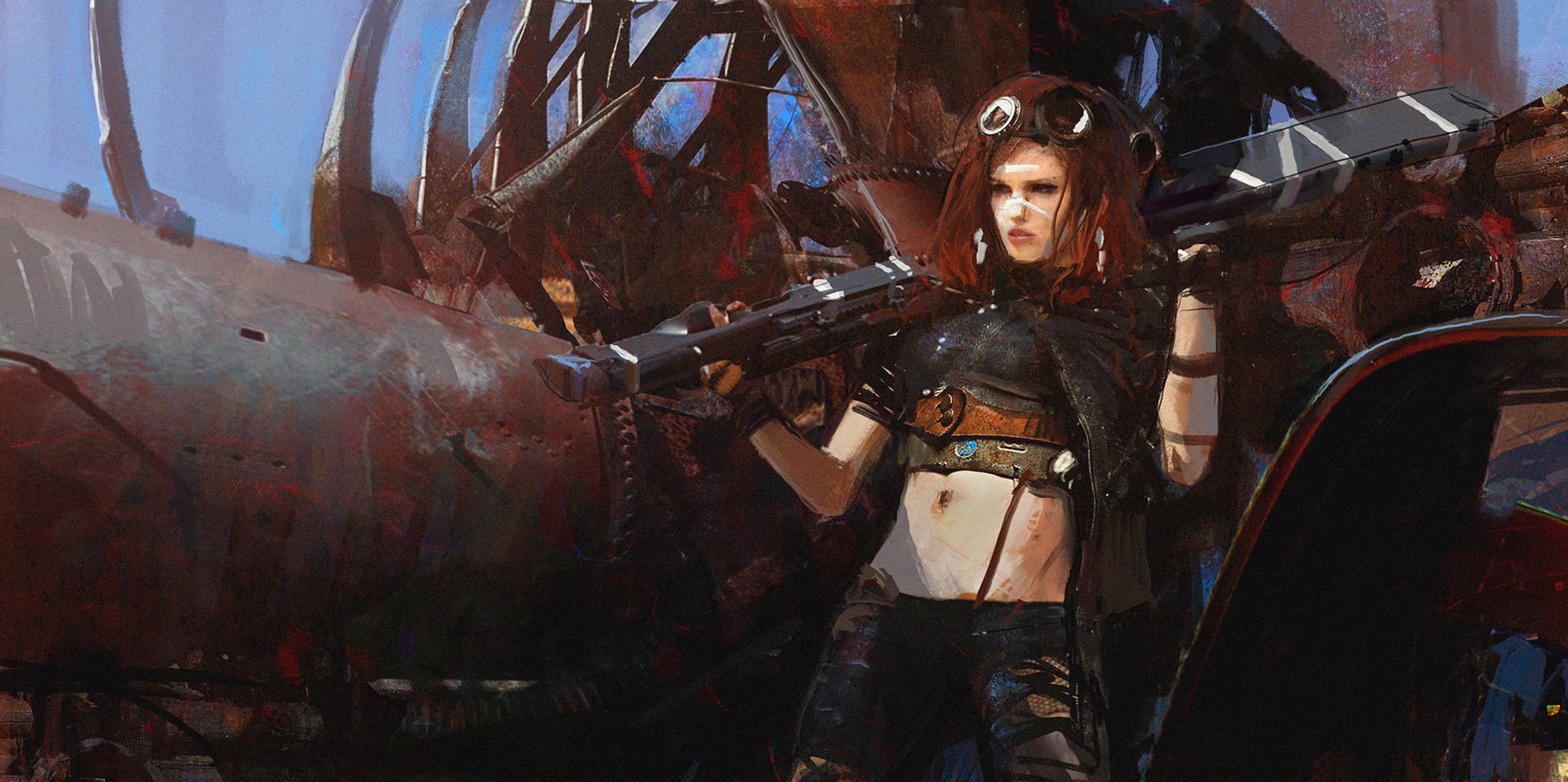 mad max fan art ragazza rossa armi