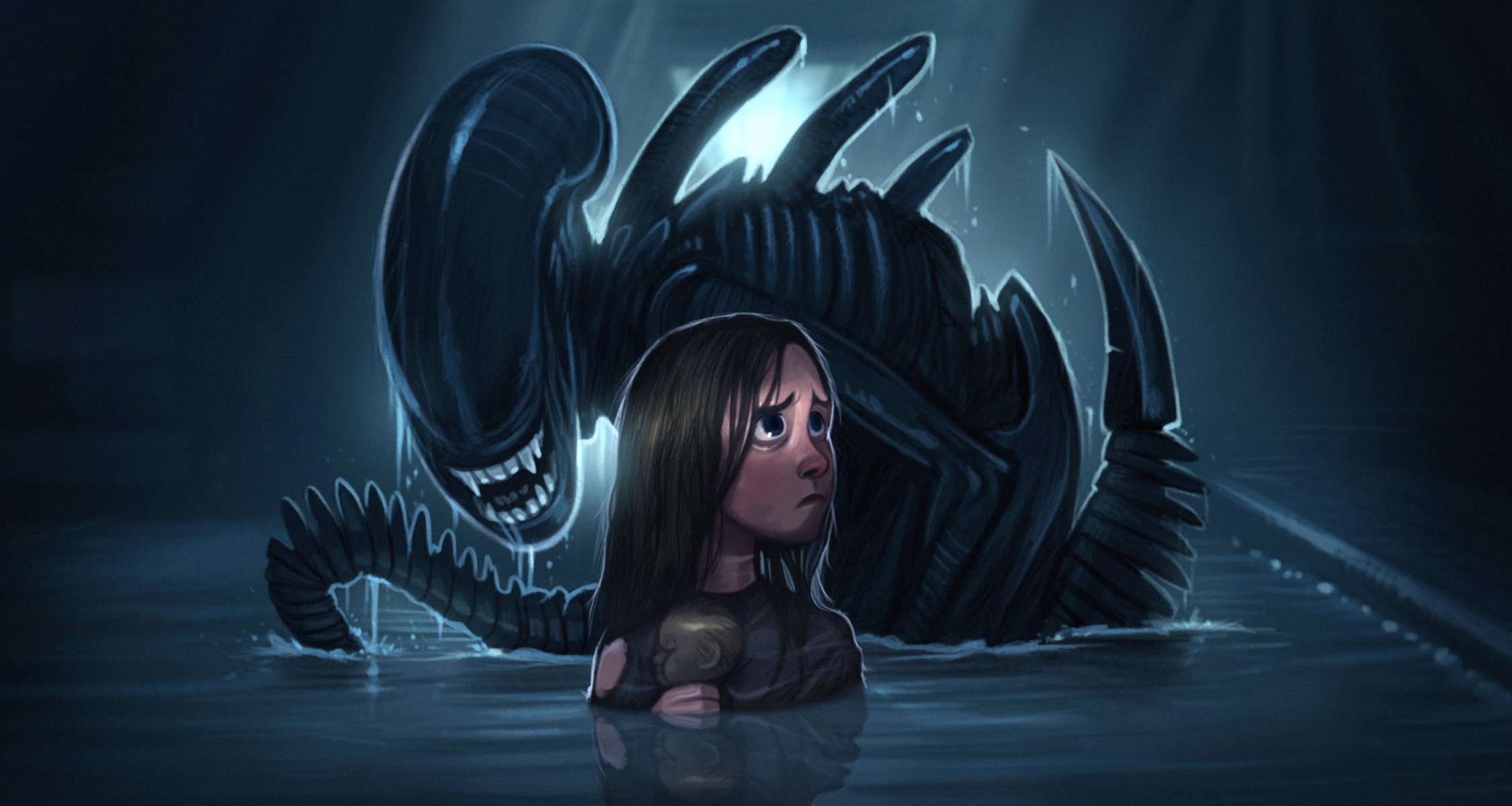 aliens xenomorph james cameron aliens chica juguete agua