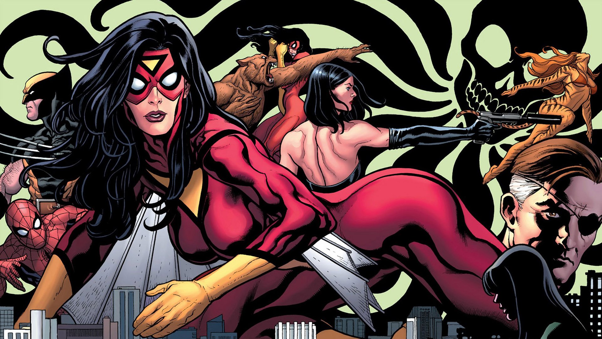 tigra greer grant komiksy spider-woman jessica drew spider-man nick fury wolverine