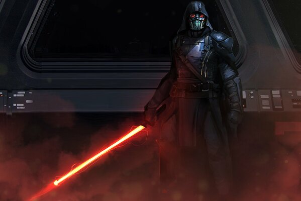 Legendarny Darth Vader z mieczem świetlnym