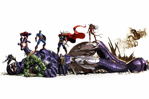 Spider-Man, Thor, Hulk, Captain America, Wolverine and Wonder Woman are Marvel comics superheroes