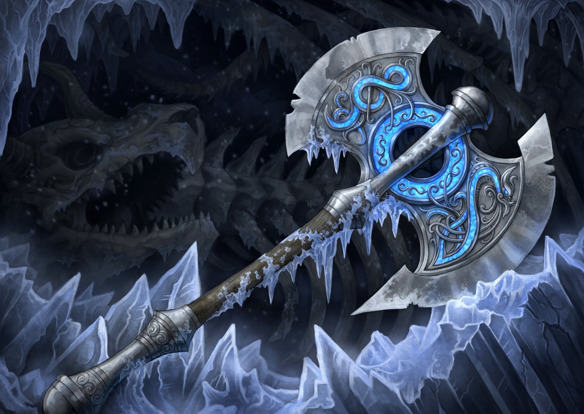 art cave ice weapons axe axe cold bone