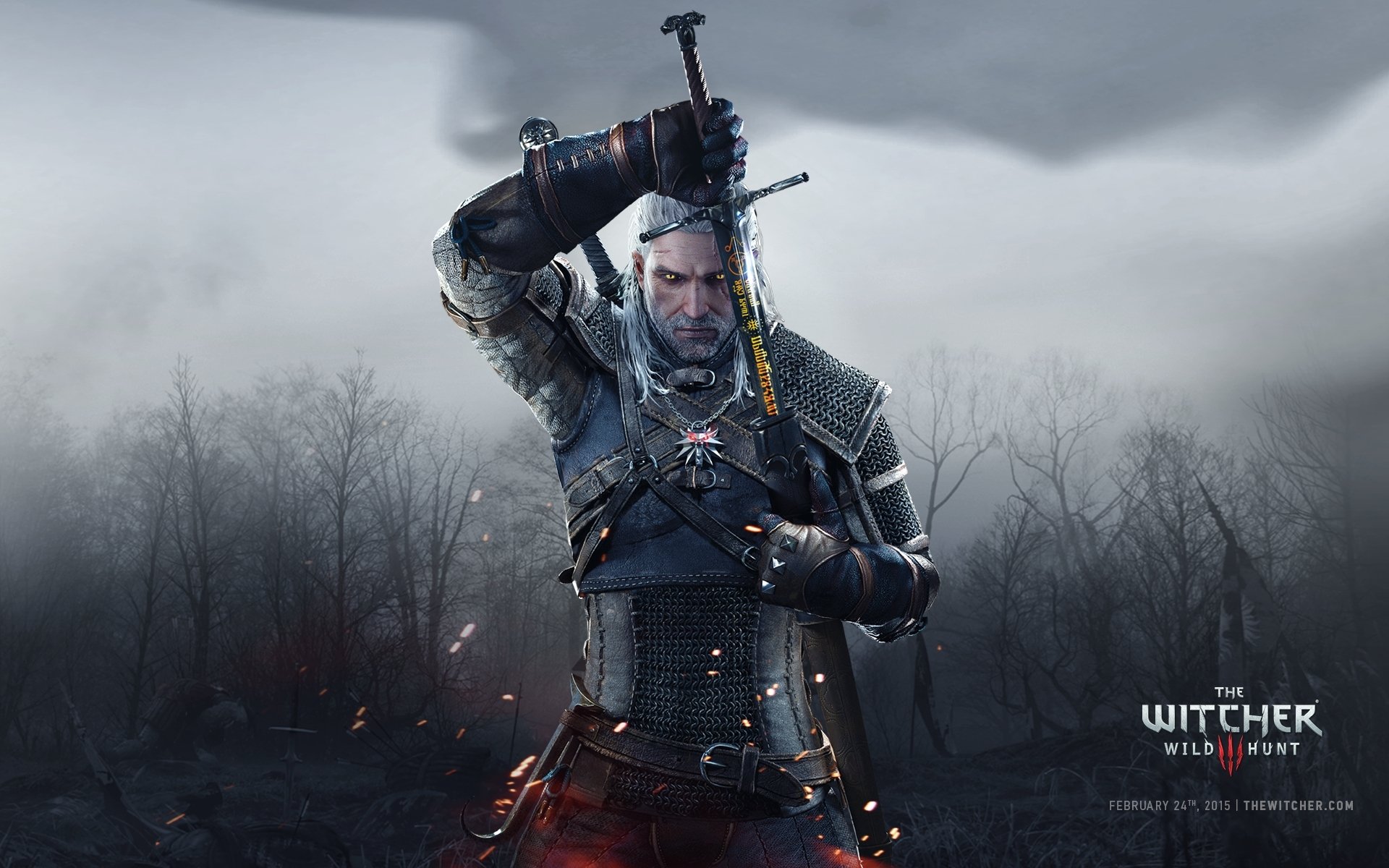 witcher caccia selvaggia caccia selvaggia cd projekt rosso geralt di rivia gwynbleidd lupo bianco vatt ghern macellaio blaviken spada rune foresta cadaveri