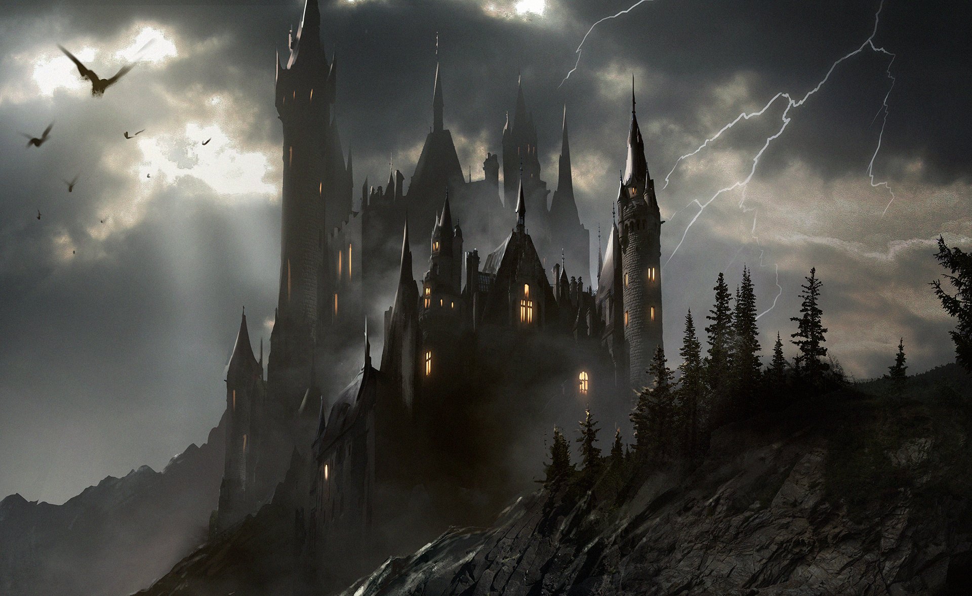 transylvania castle art the storm