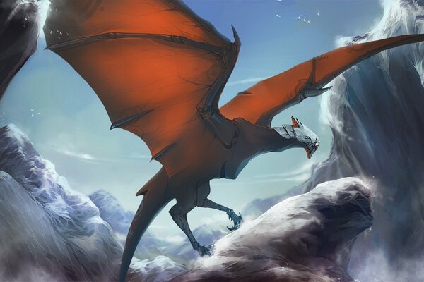 Летающий дракон в небе