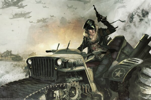 Chica y Jeep va la guerra