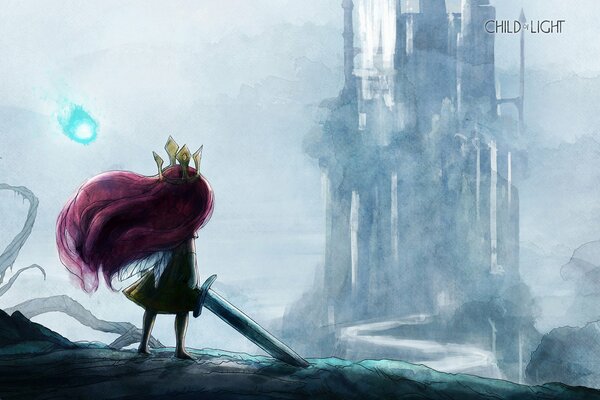 Księżniczka z mieczem naprzeciwko zamku