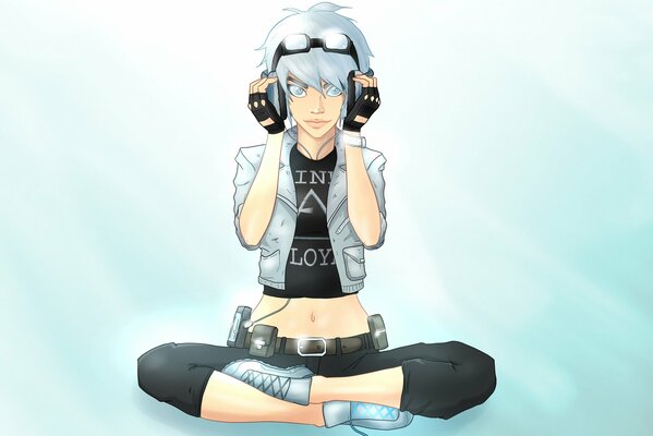 Girl mercury listens to music