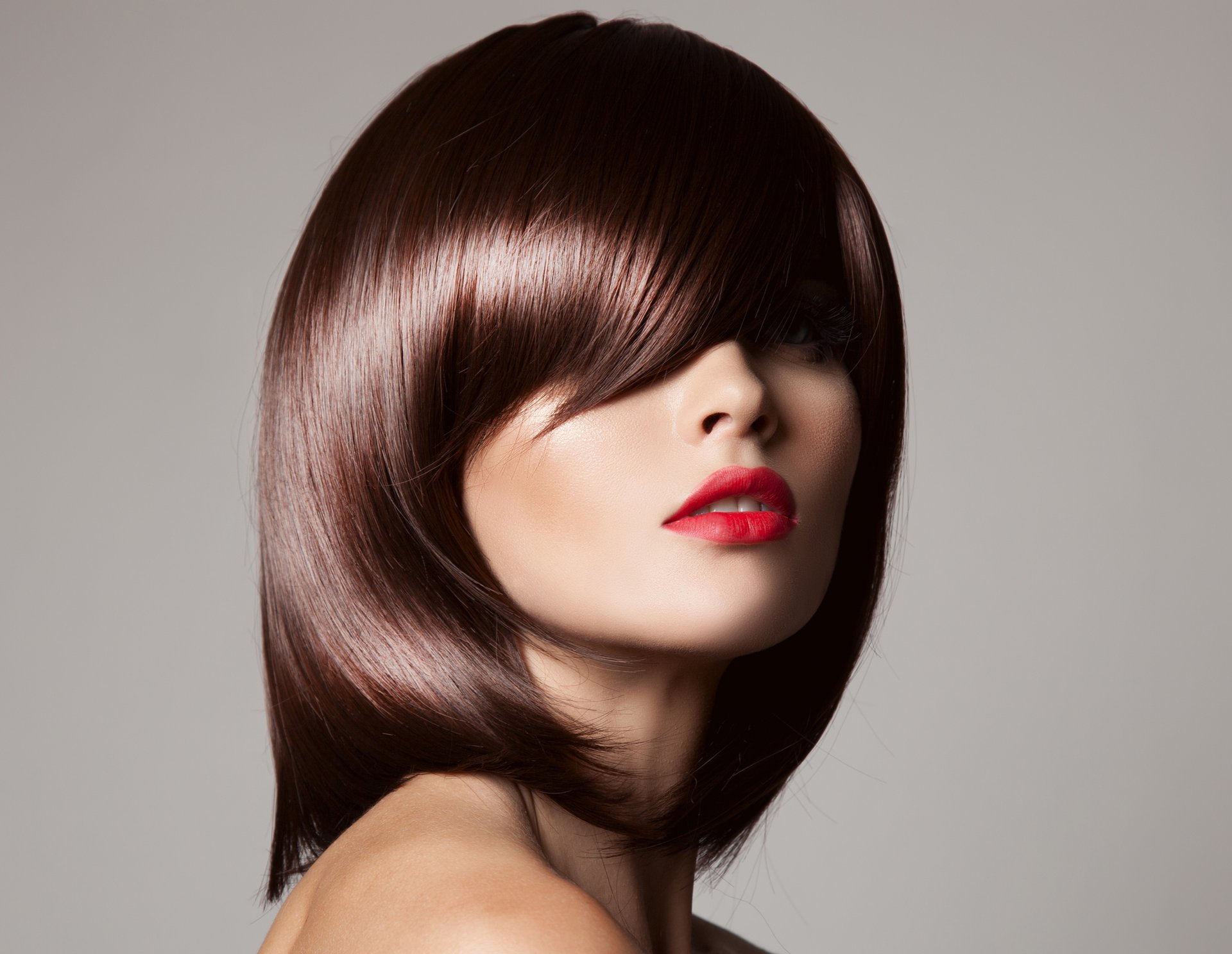 model girl haircut hair make-up background