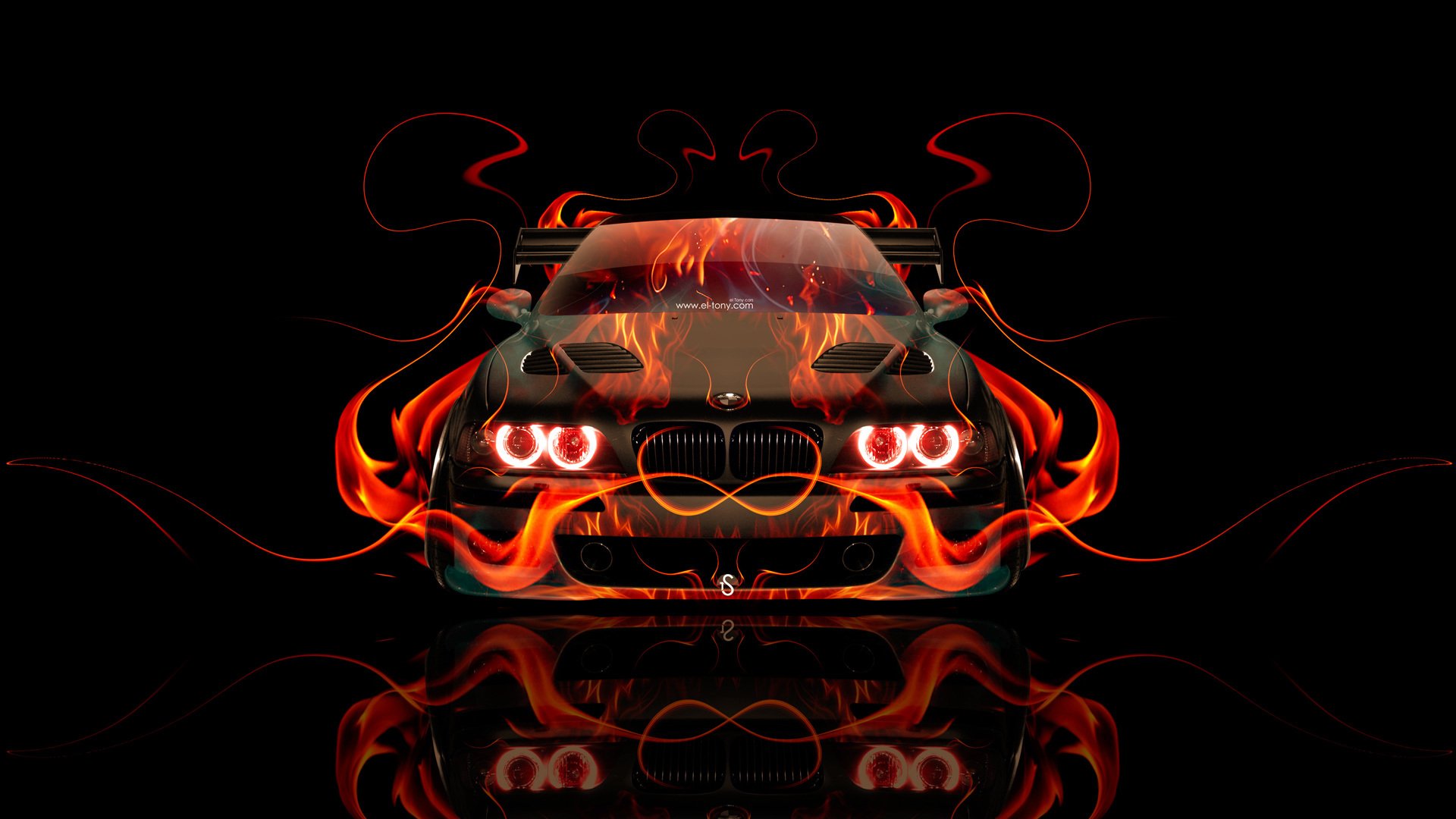 tony kohan bmw m5 e39 feu voiture avant orange flamme noir abstrait el tony voitures photoshop conception art style fond d écran bmw m5 e39 vue de face feu voiture feu auto feu art fond