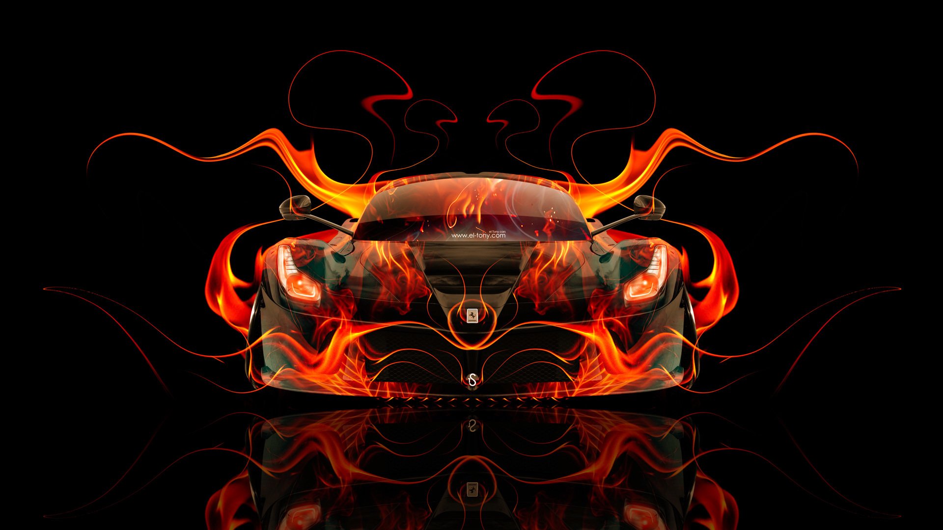 tony kohan ferrari laferrari fuego coche naranja negro abstracto híbrido el tony cars photoshop fondos de pantalla diseño arte estilo abstracto ferrari laferrari ferrari laferari vista frontal fuego coche fuego auto f