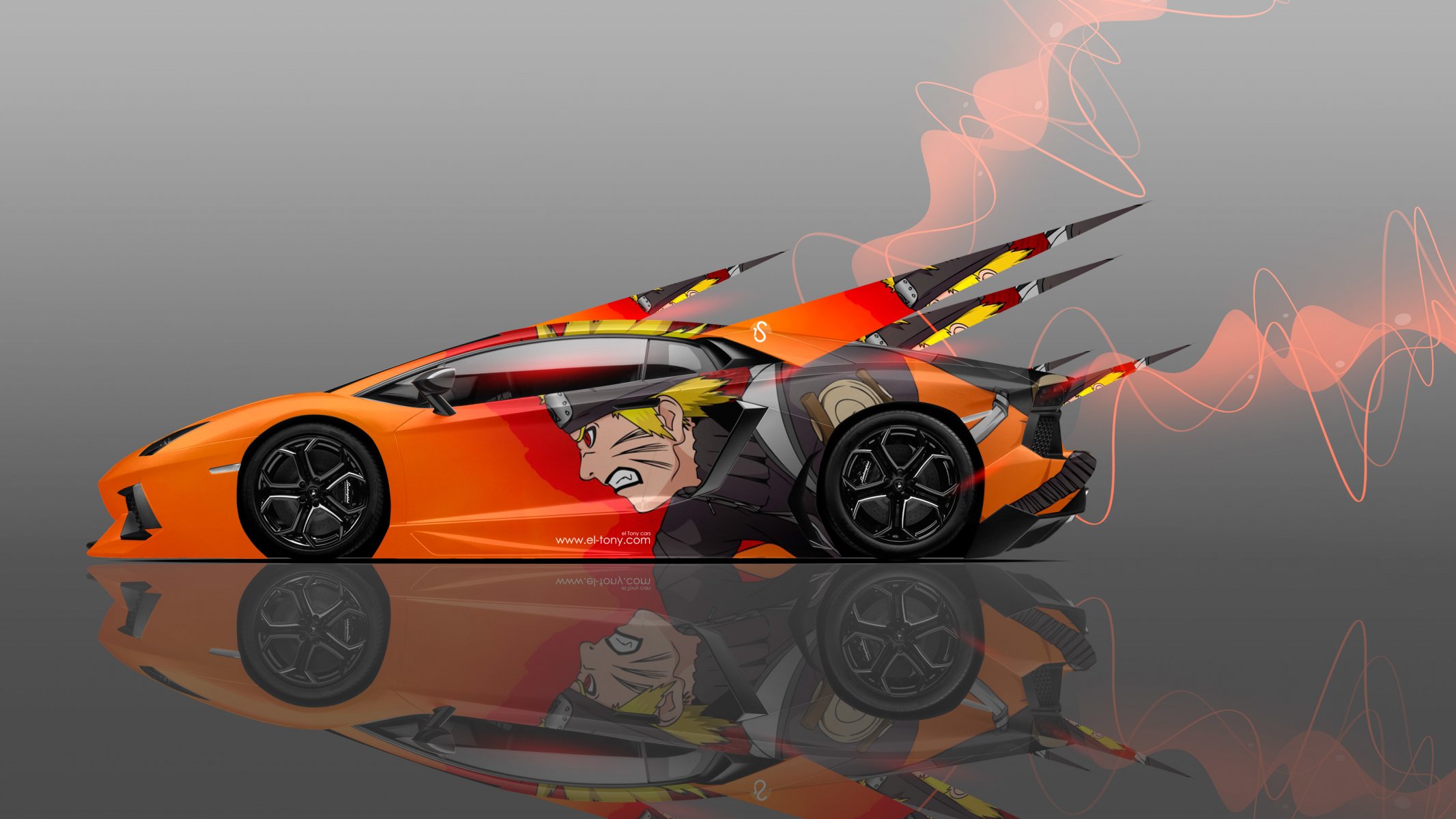 tony cohan lamborghini aventador lato anime naruto aerografo auto arancione neon effetti 4k carta da parati el tony cars design arte stile auto photoshop lamborghini aventador vista laterale anime arancione macchina