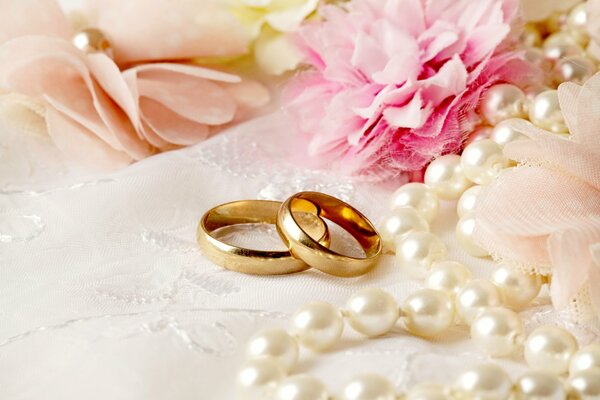 Beautiful wedding accessories on a delicate background