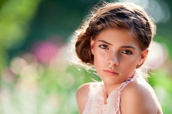 Beautiful girl in pink dress