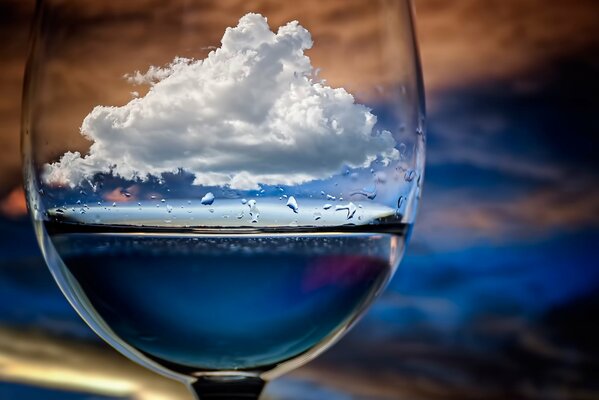 Macro glass with a cloud in the glass