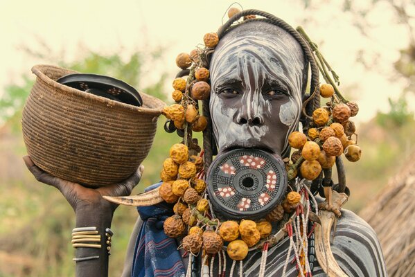 An African-American girl. National costume