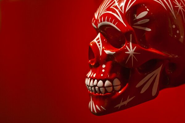 Painted skull on a red background