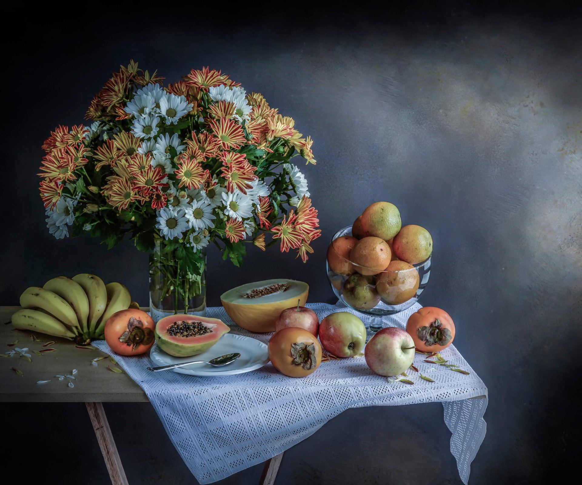 fleurs tropicales nature morte fruits fleurs